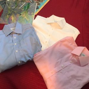 3 solid color French cuff dress shirts